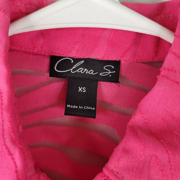 Clara S XS Fuchsia Sheer Zebra Button-Front Jacket Long Sleeve New with Tags - Picture 4 of 9